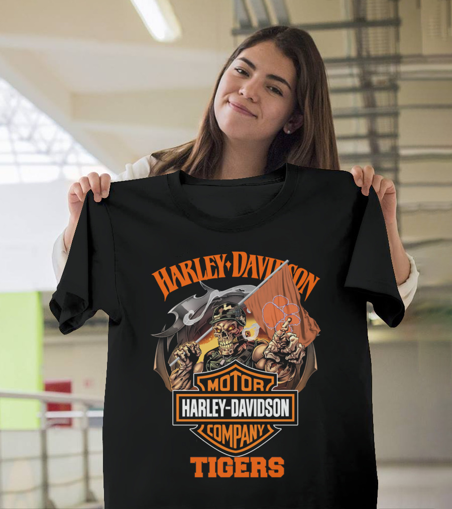 Harley Davidson Motor Company Clemson Tigers Skeleton T-Shirt