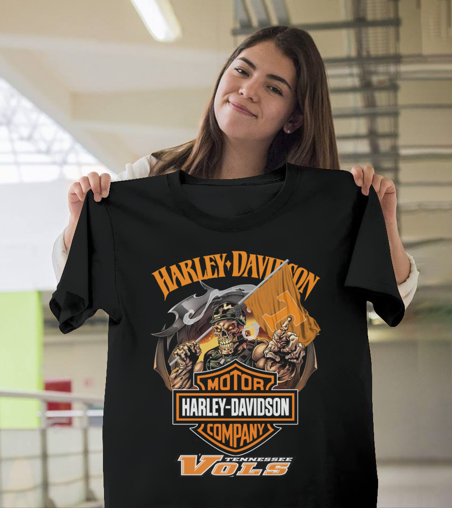 Harley Davidson Tennessee Volunteers Vols Skeleton T-Shirt