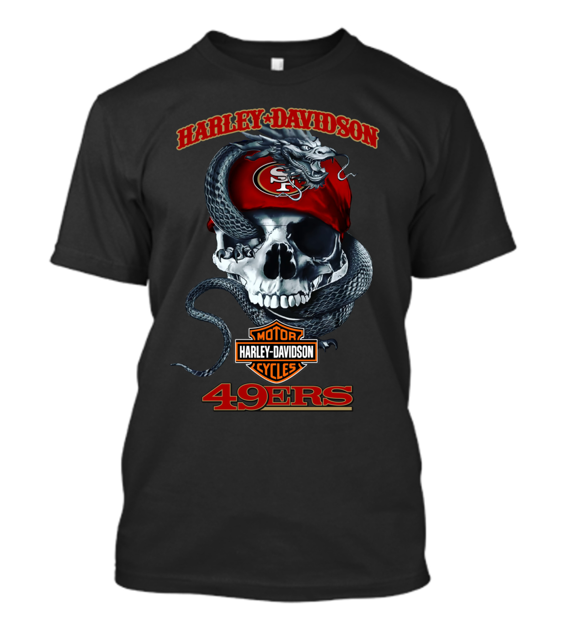 Harley Davidson San Francisco 49ers Sf Skull Snake T-Shirt