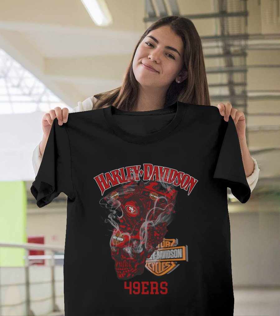 Harley Davidson San Francisco 49ers Skull Motif T-Shirt