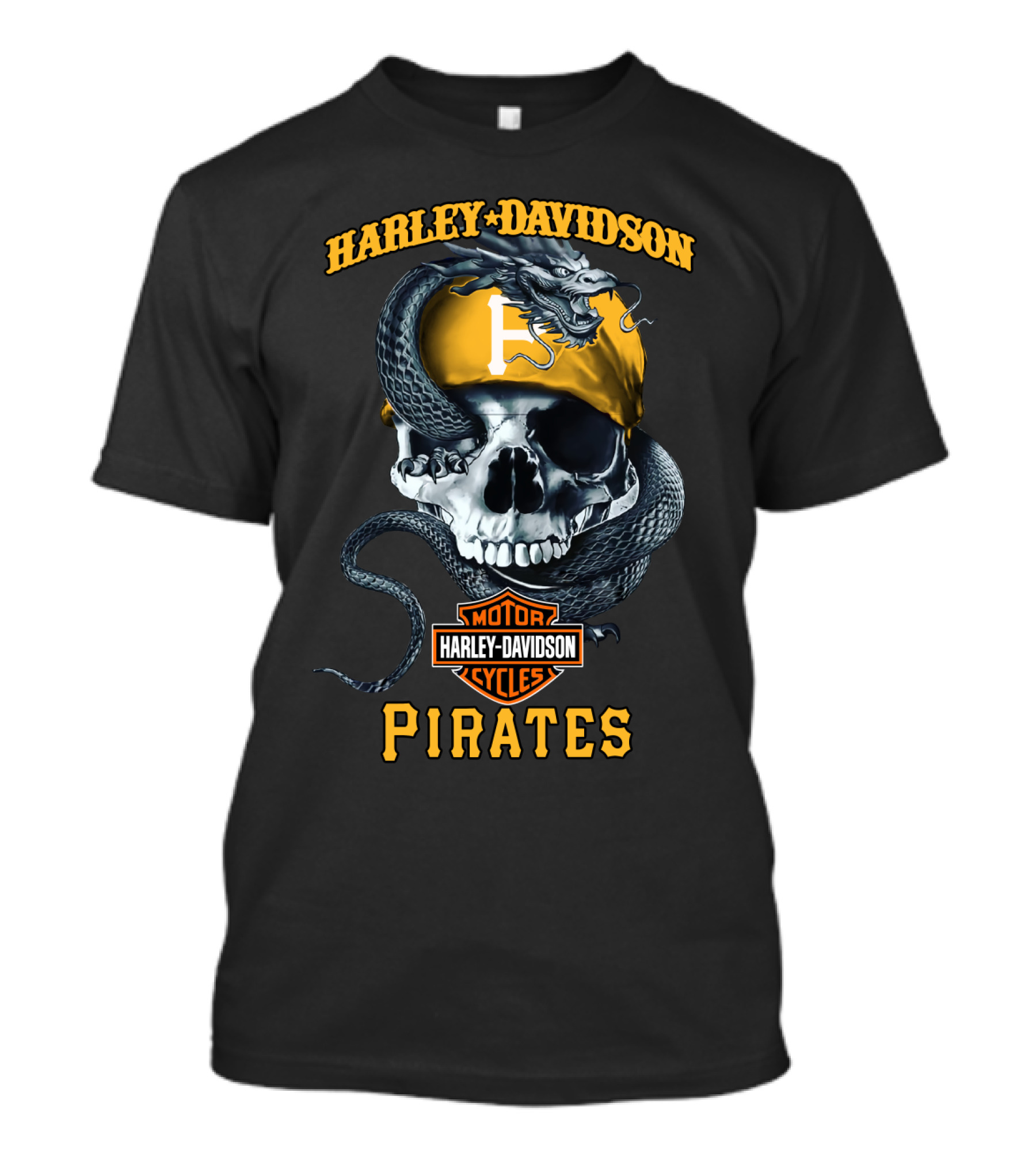 Harley Davidson Pirates Pittsburgh Skull And Snake T-Shirt