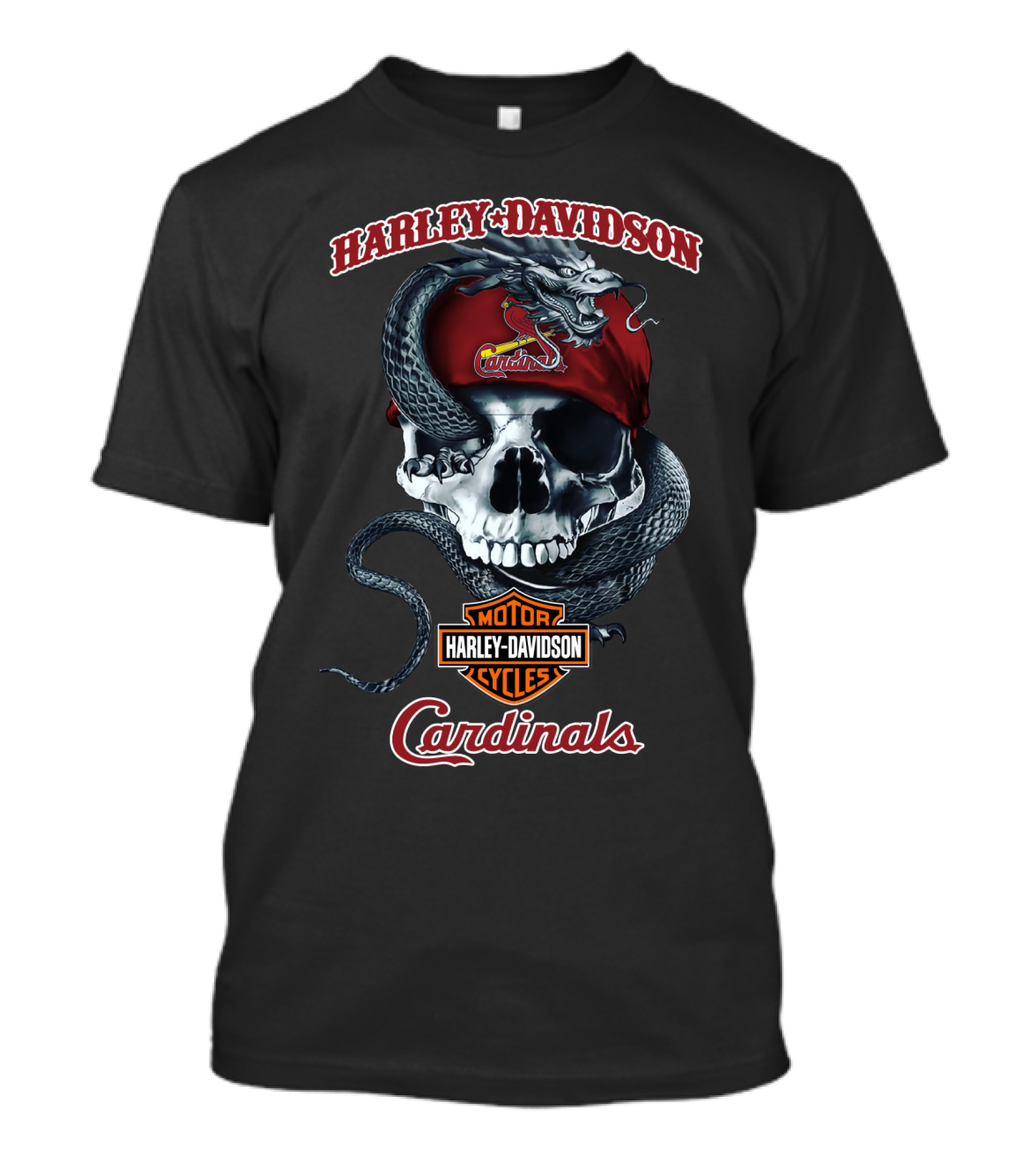 Harley Davidson St Louis Cardinals Skull Snake T-Shirt