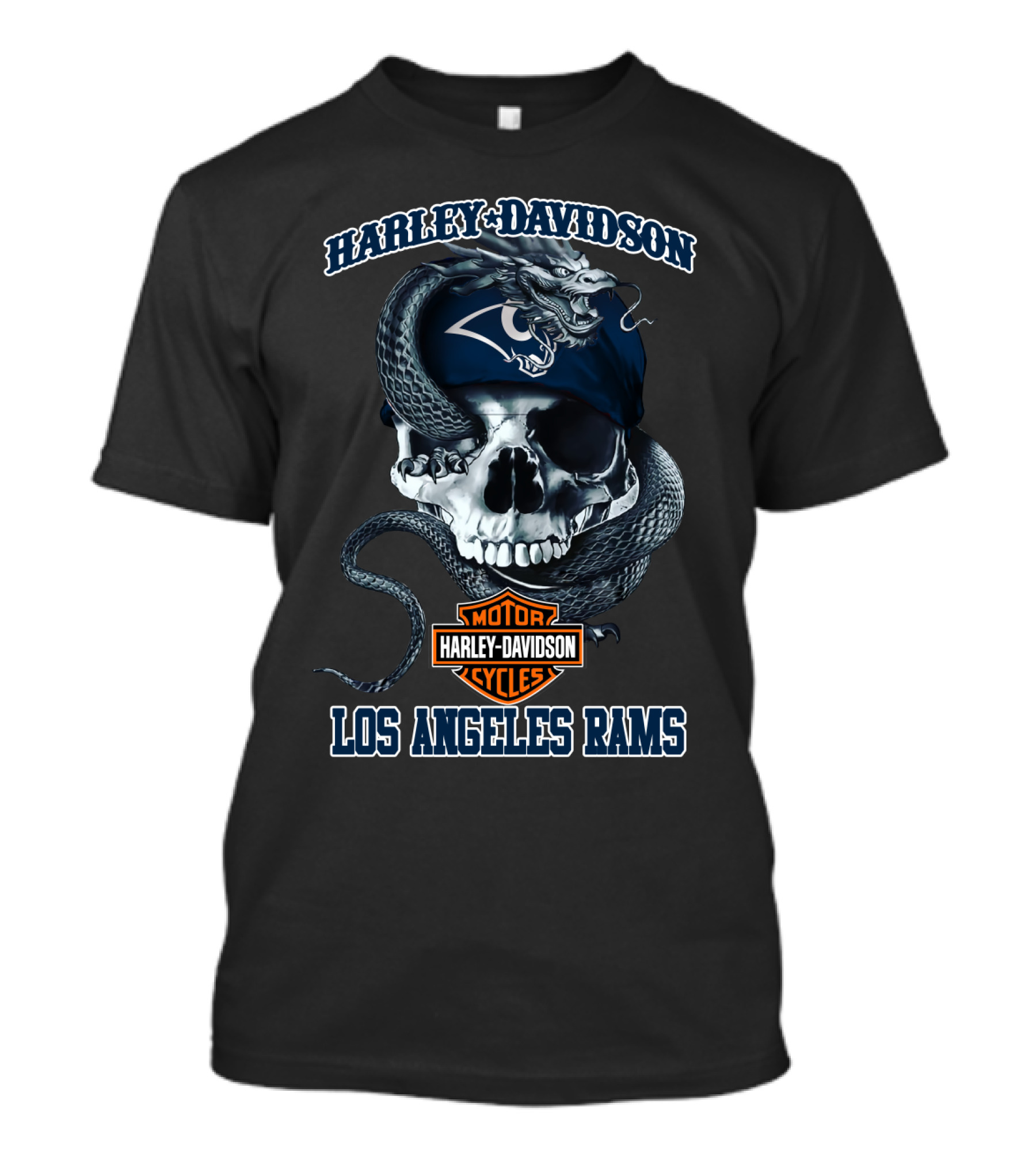 Harley Davidson Los Angeles Rams Skull And Snake T-Shirt