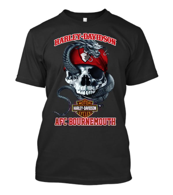 Harley Davidson Motor Cycles Skull Snake Afc Bournemouth T-Shirt