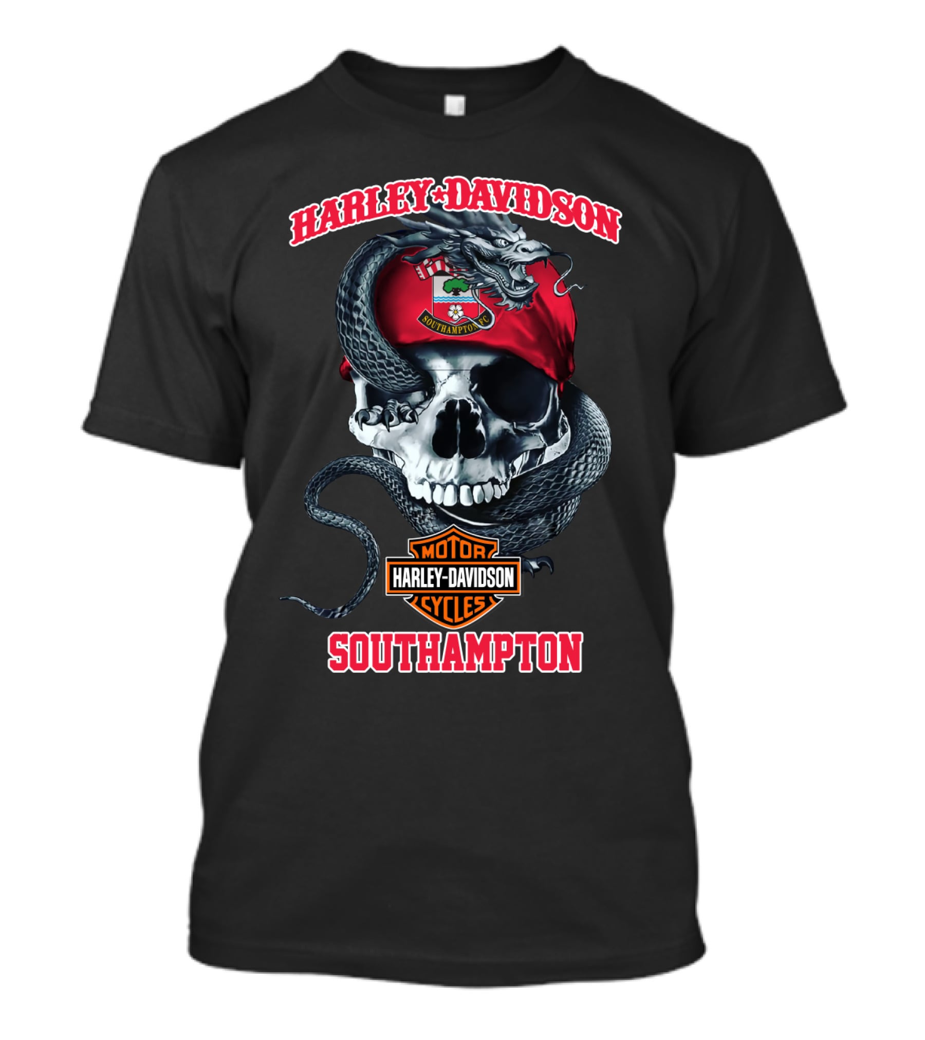 Harley Davidson Motor Cycles Skull Snake Southampton T-Shirt