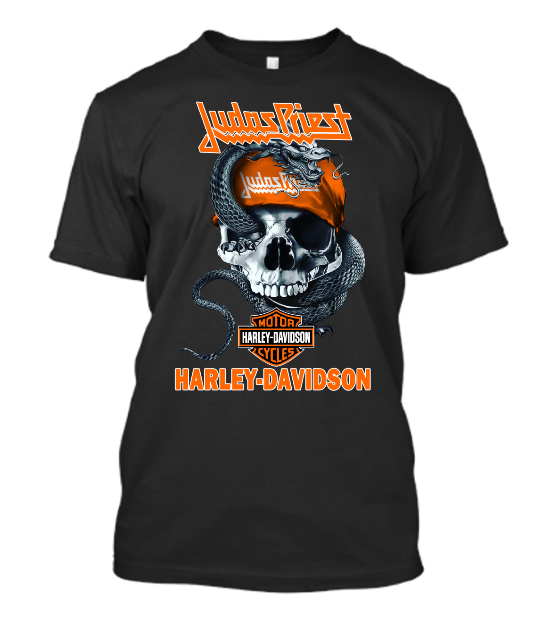 Judas Priest Harley Davidson Skull And Snake T-Shirt