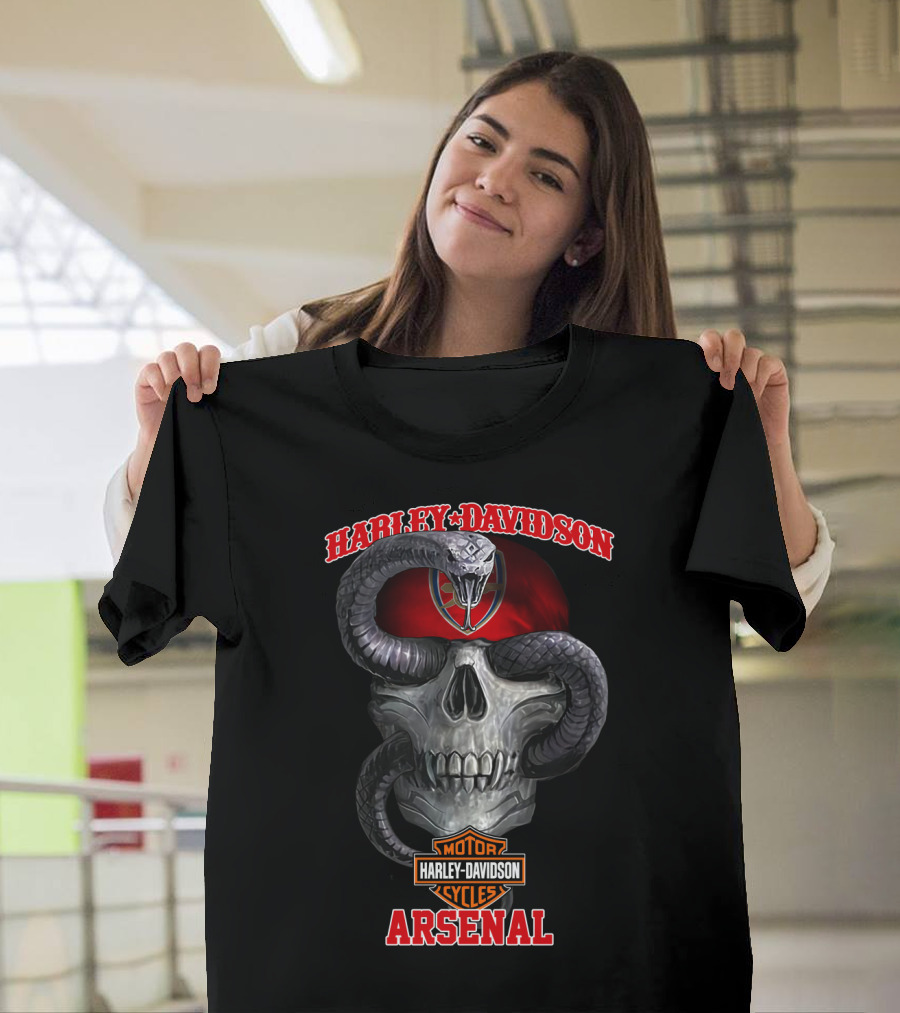 Harley Davidson Motorcycles Arsenal Skull And Snake T-Shirt