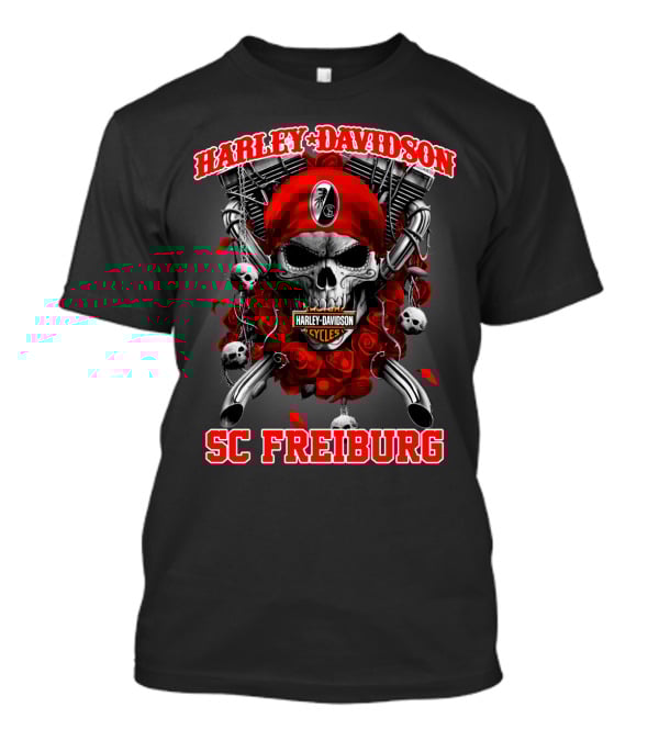 Harley Davidson Sc Freiburg Skull Cycles Red Bandana T-Shirt