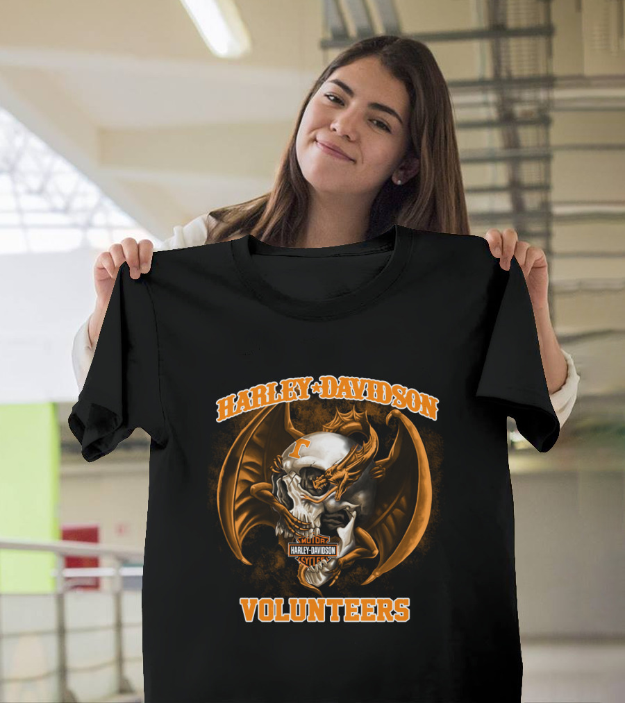 Harley Davidson Tennessee Volunteers Skull And Dragon T-Shirt
