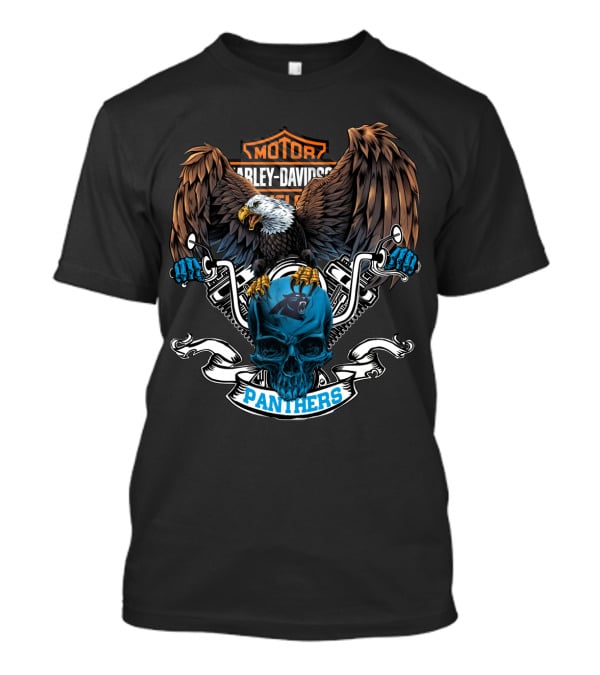 Motor Harley Davidson Cycles Eagle Skull Panthers Nfl Carolina T-Shirt