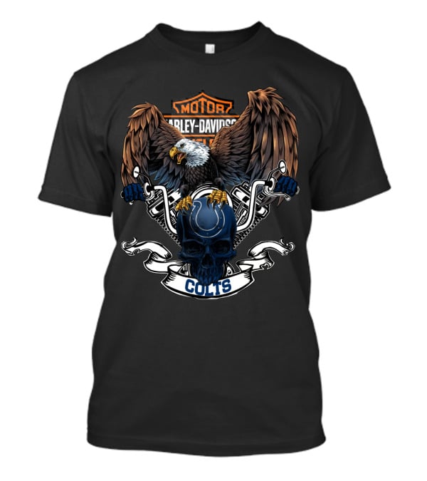 Motor Harley Davidson Cycles Colts Eagle Skull T-Shirt