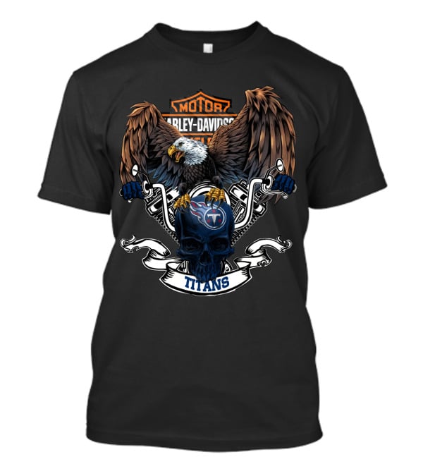 Motor Harley Davidson Cycles Titans Eagle Skull Nfl Tennessee Titans T-Shirt