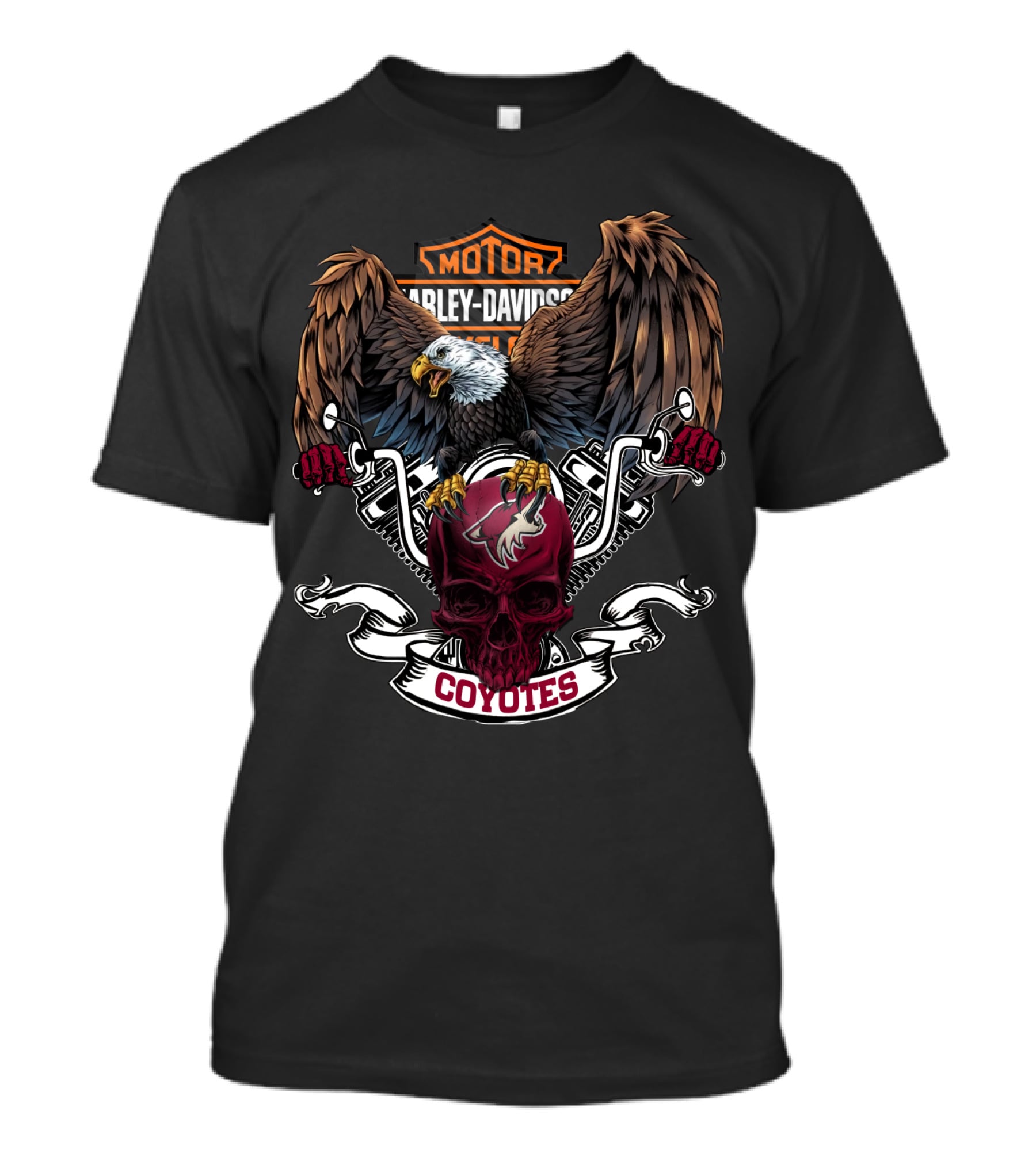 Harley Davidson Arizona Coyotes Nhl Bald Eagle Skull T-Shirt