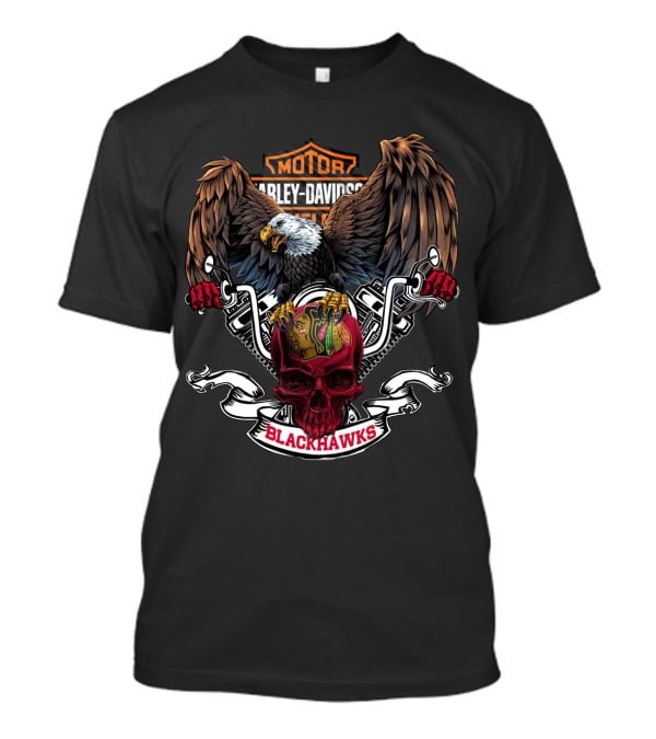 Harley Davidson Nhl Chicago Blackhawks Eagle Skull T-Shirt