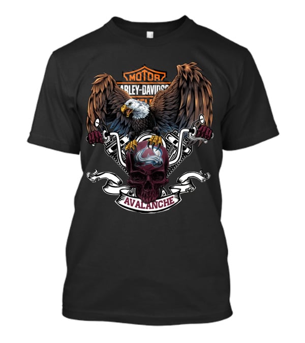 Motor Harley Davidson Cycles Colorado Avalanche Eagle And Skull T-Shirt