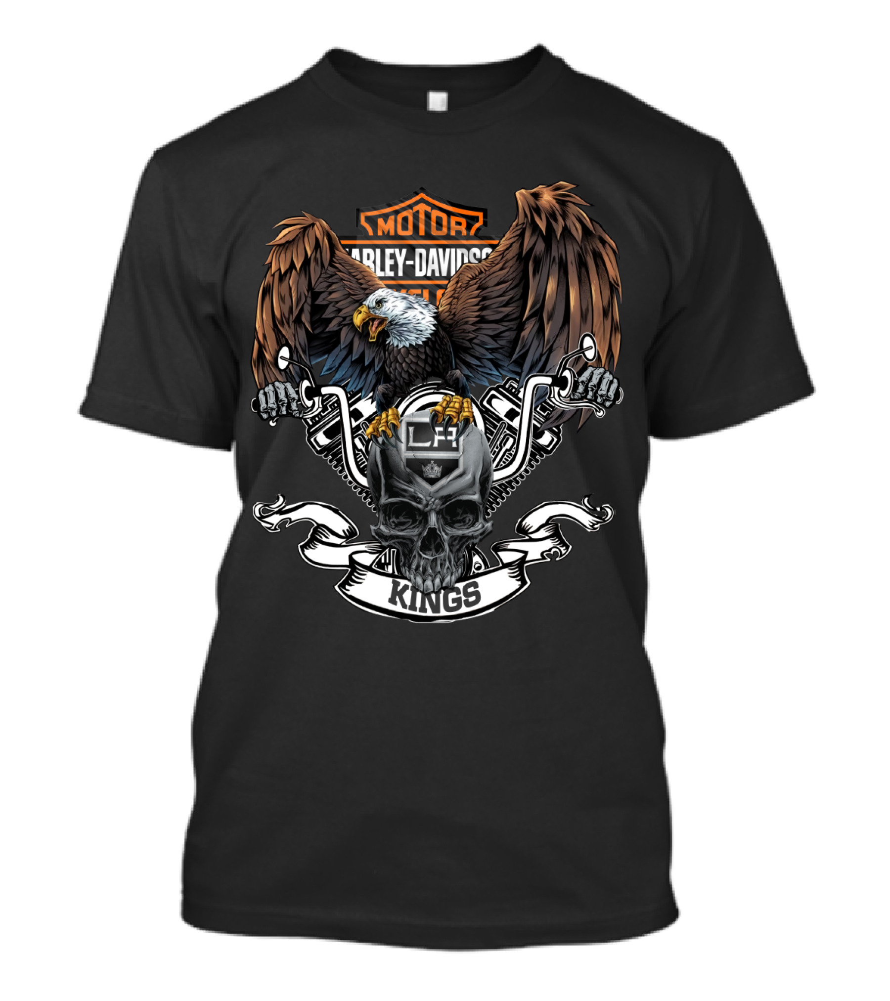 Harley Davidson Los Angeles Kings Eagle Skull Motorcycles Nhl T-Shirt