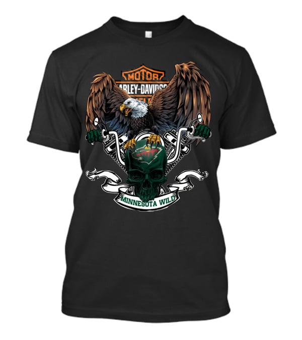 Motor Harley Davidson Cycles Eagle Skull Minnesota Wild T-Shirt
