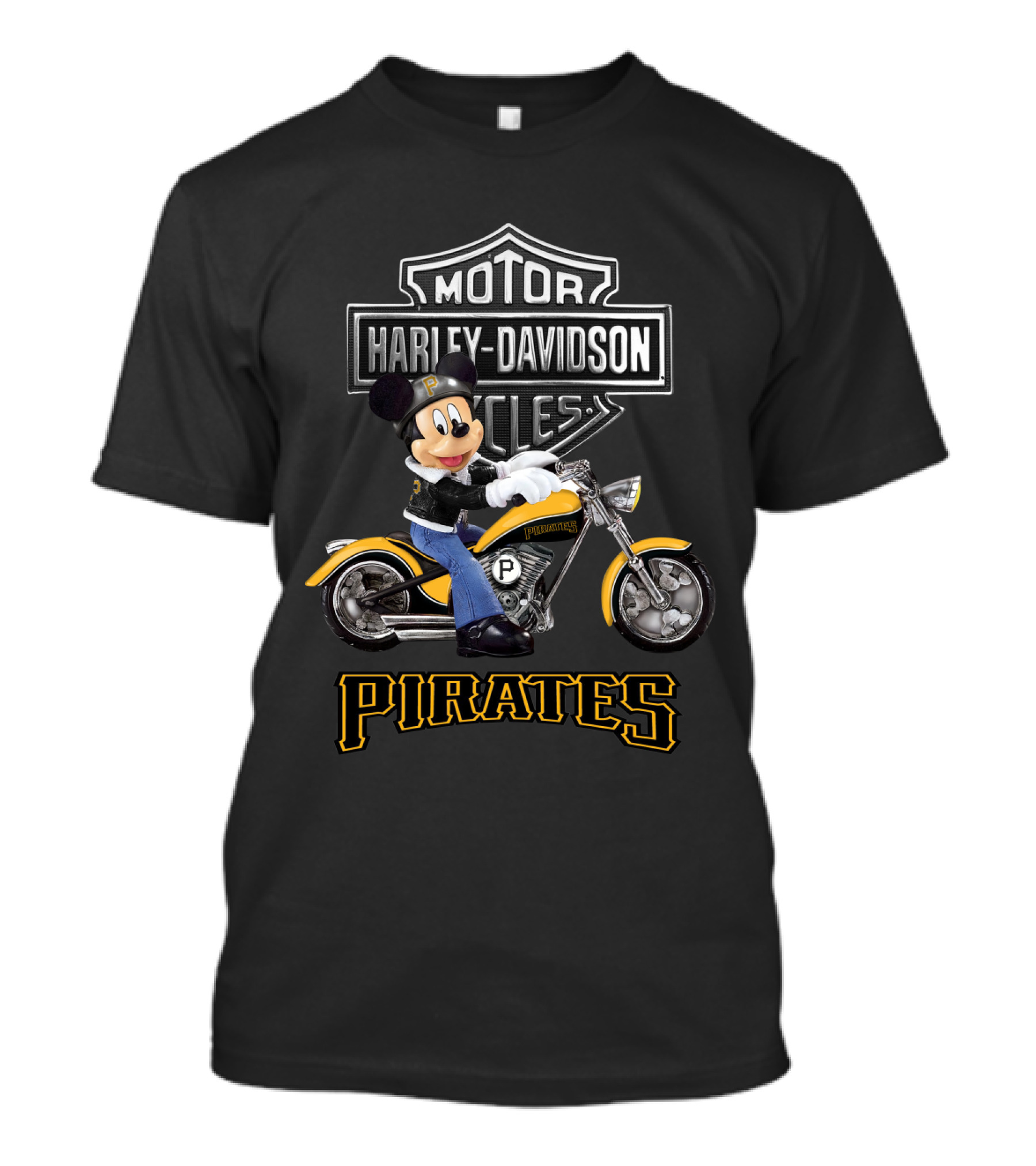 Motor Harley Davidson Cycles Mickey Mouse Pittsburgh Pirates T-Shirt