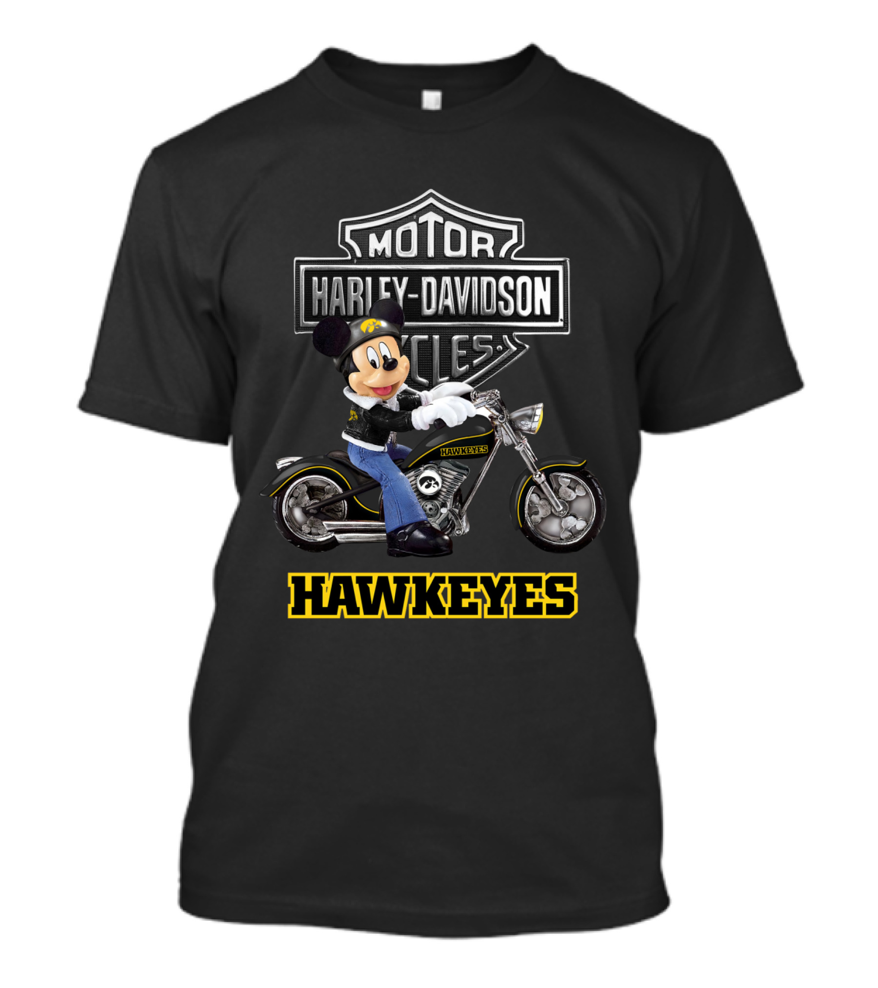 Mickey Mouse Harley Davidson Iowa Hawkeyes Motorcycle T-Shirt