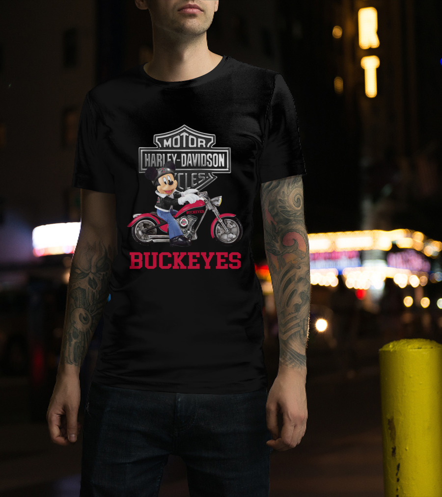 Buckeyes Mickey Mouse Harley Davidson Motorcycles T-Shirt