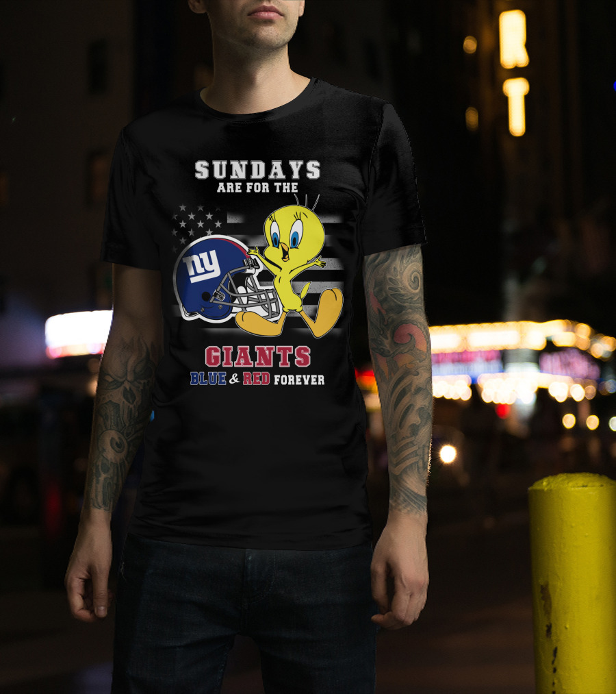 Sundays Are For The Giants Blue And Red Forever Tweety Football Helmet T-Shirt