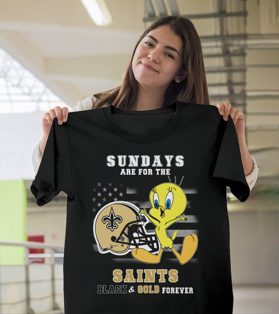 Sundays Are for the Saints Black and Gold Forever T-Shirt