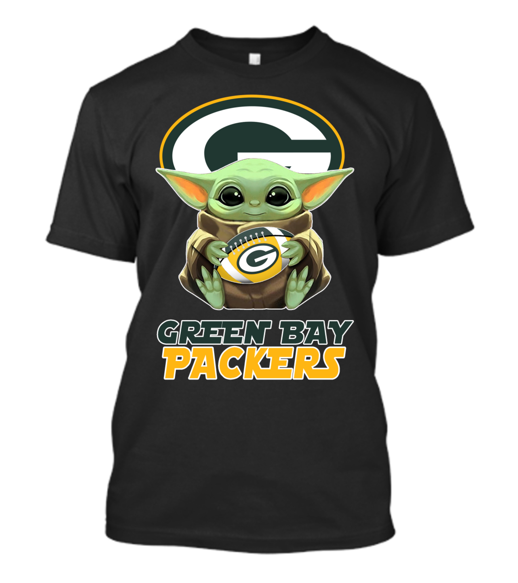 Green Bay Packers Baby Yoda Holding Football T-Shirt