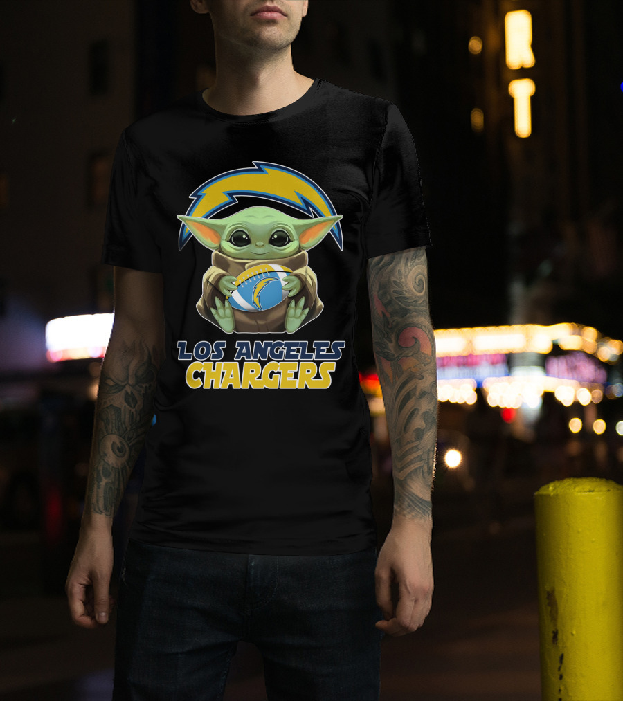 Los Angeles Chargers Baby Yoda Football T-Shirt