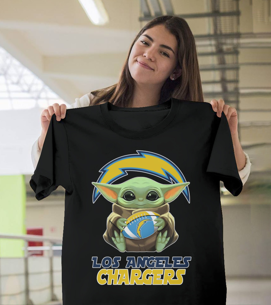 Los Angeles Chargers Baby Yoda Football T-Shirt