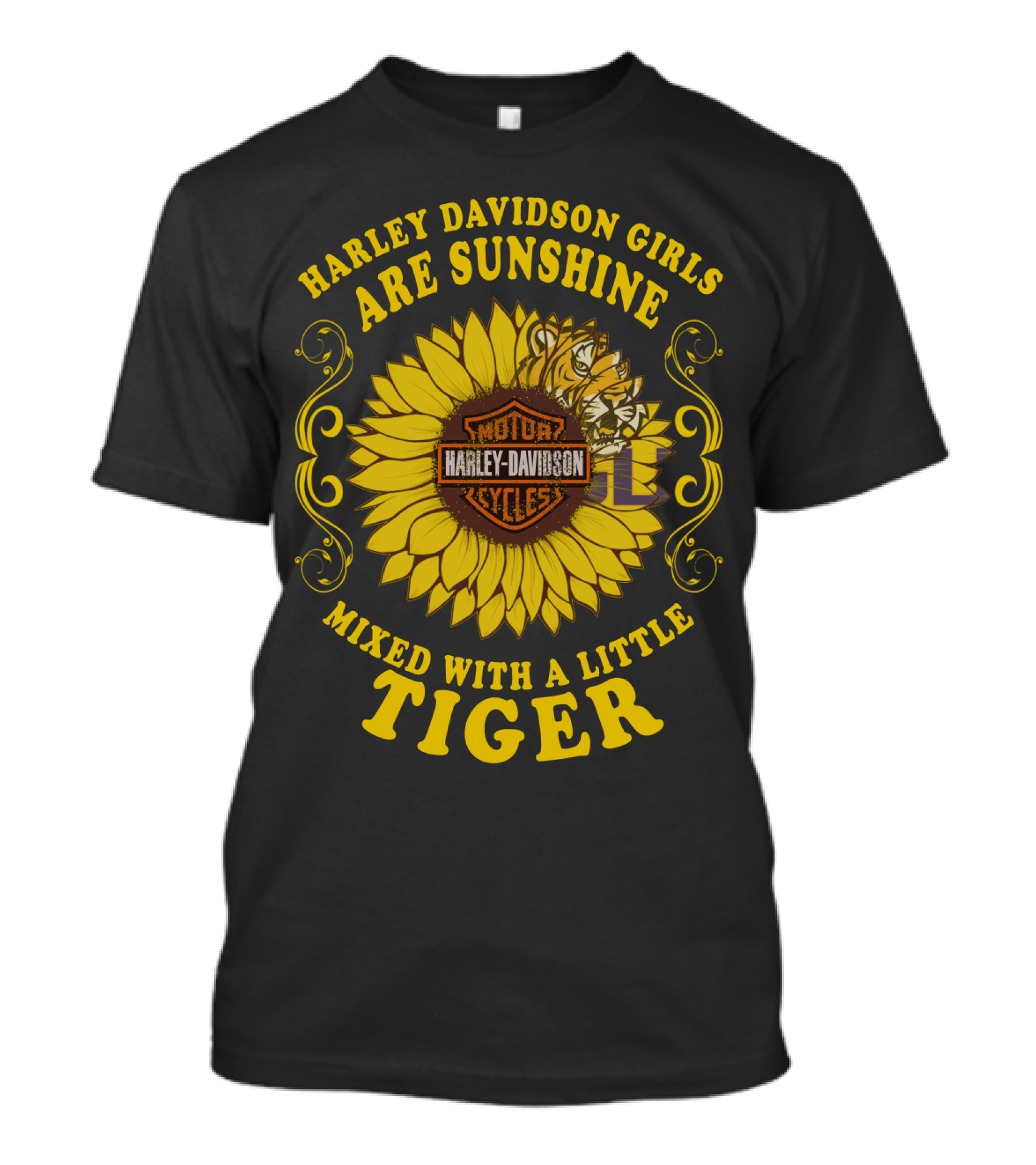 Harley Davidson Girls Are Sunshine Mixed With A Little Tiger T-Shirt