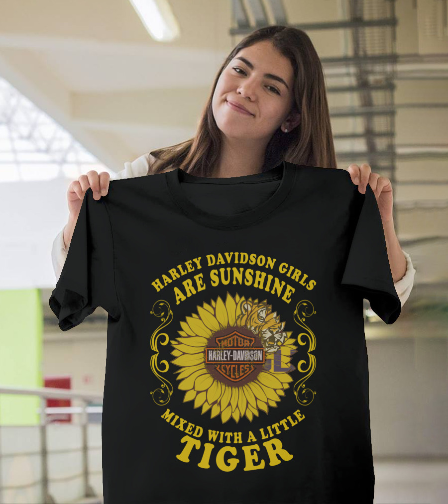 Harley Davidson Girls Are Sunshine Mixed With A Little Tiger T-Shirt