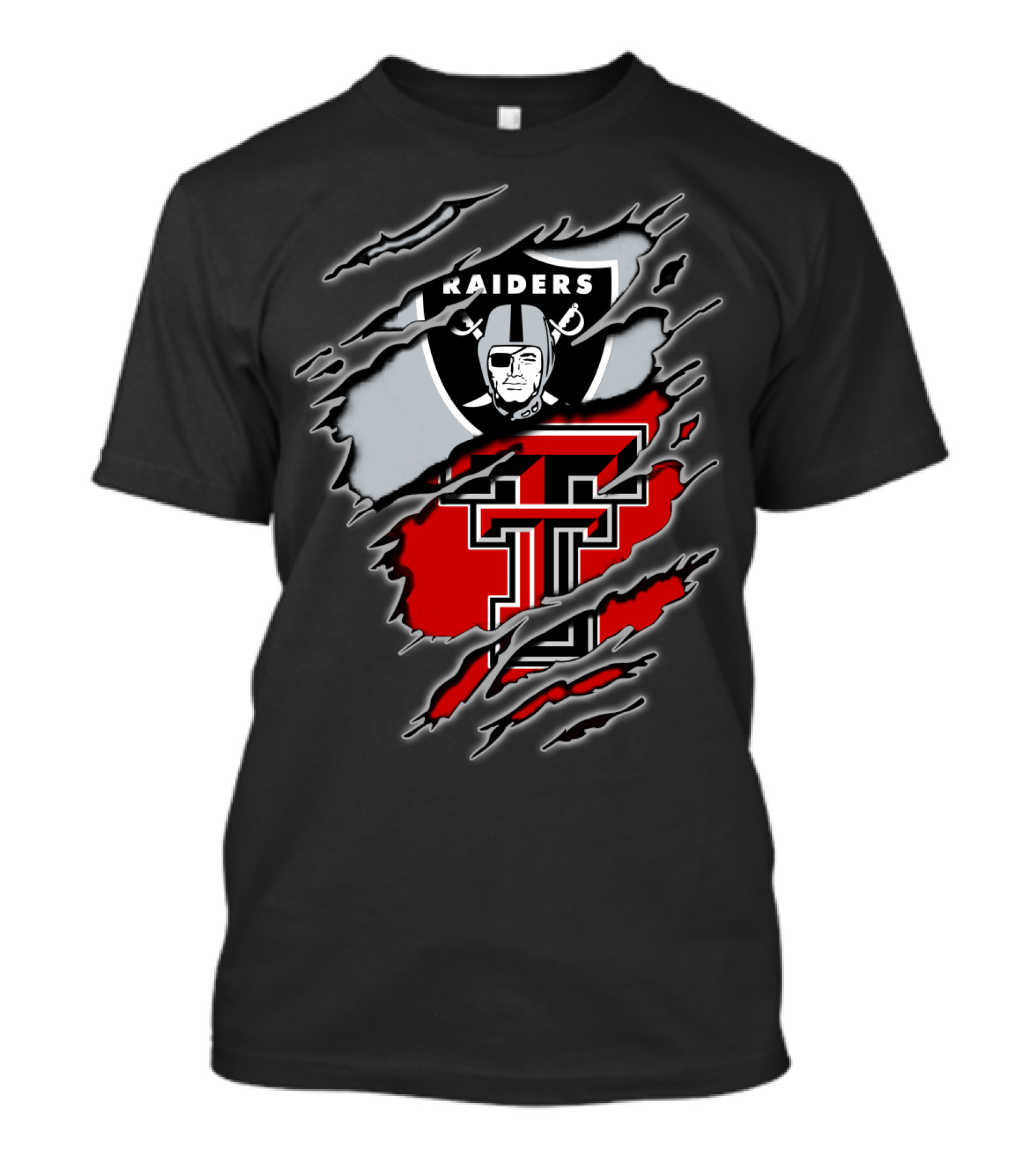 Las Vegas Raiders And Texas Tech Red Raiders Dual Fan Pride T-Shirt