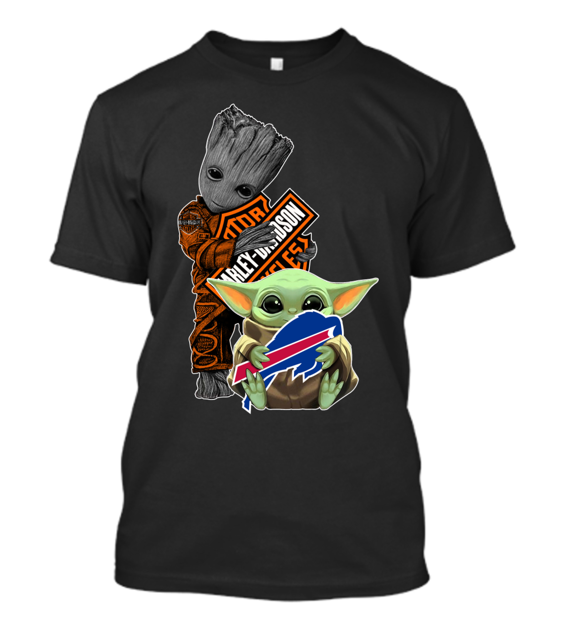 Groot Harley Davidson Baby Yoda Buffalo Bills T-Shirt
