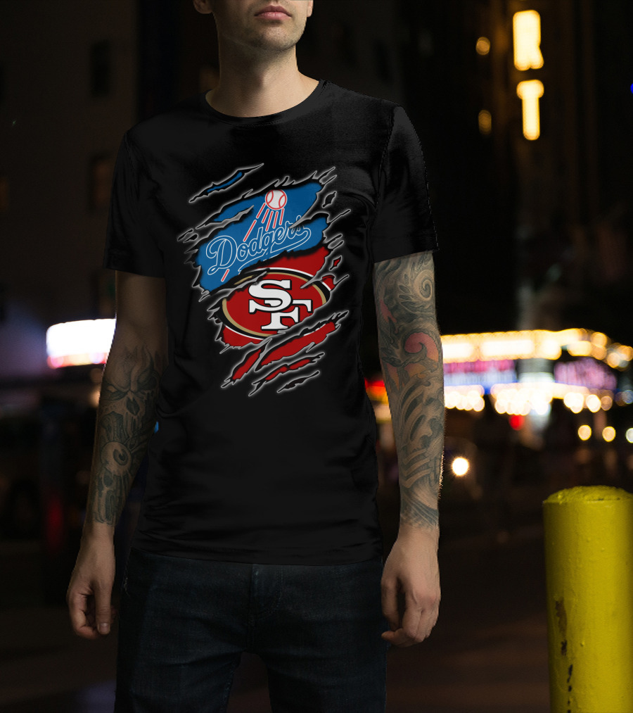 Dodgers Sf Football Baseball Fan Crossover T-Shirt