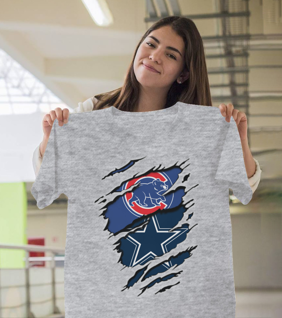 Chicago Cubs Dallas Cowboys Fan Crossover T-Shirt
