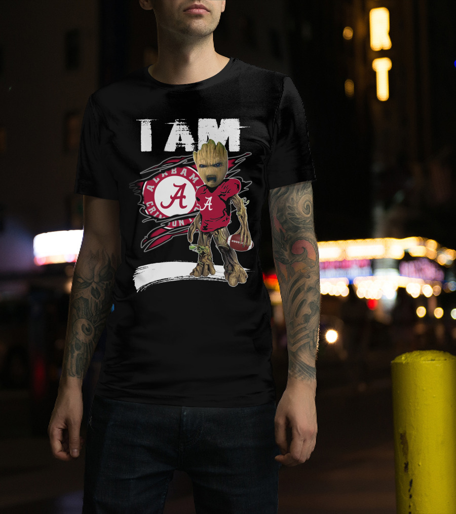 I Am Alabama Crimson Tide Football Fan Groot T-Shirt