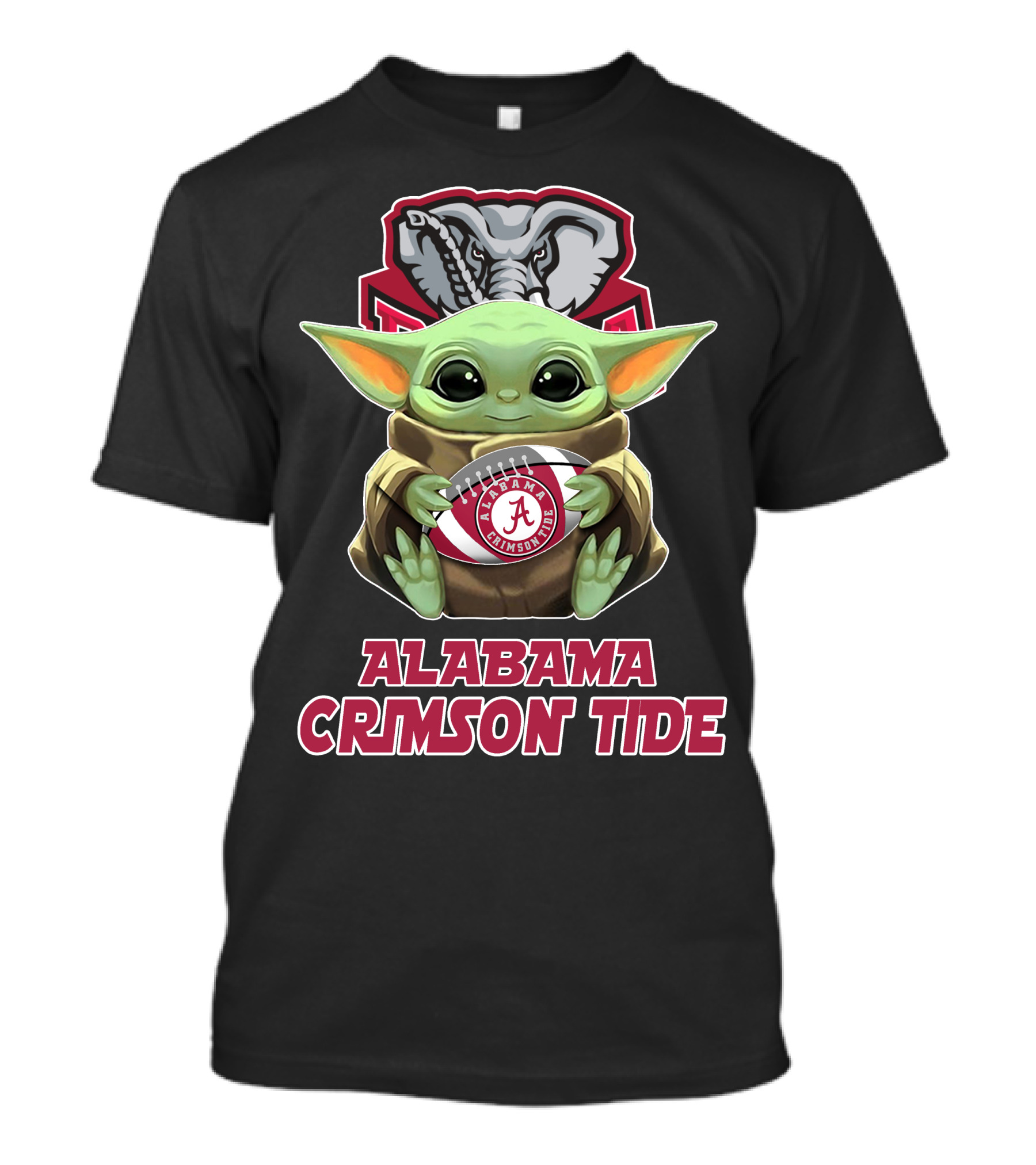 Alabama Crimson Tide Baby Yoda Holding Football T-Shirt