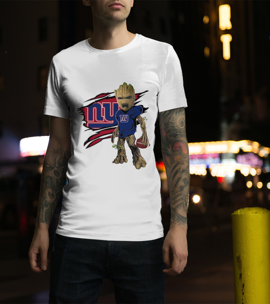 I Am Groot New York Giants Football Fan Mashup T-Shirt