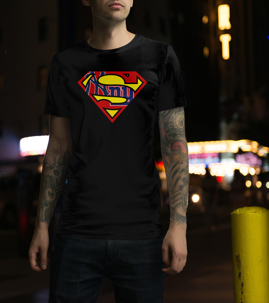 Yankees Giants Superman Logo Mashup T-Shirt