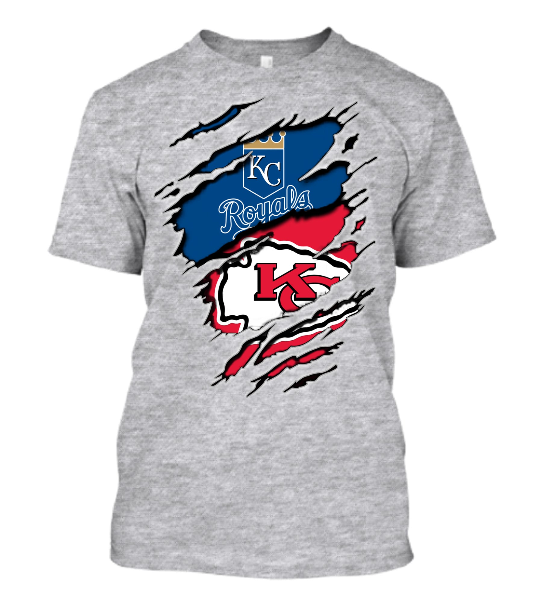 Kc Chiefs Royals Crossover Logo Fusion T-Shirt