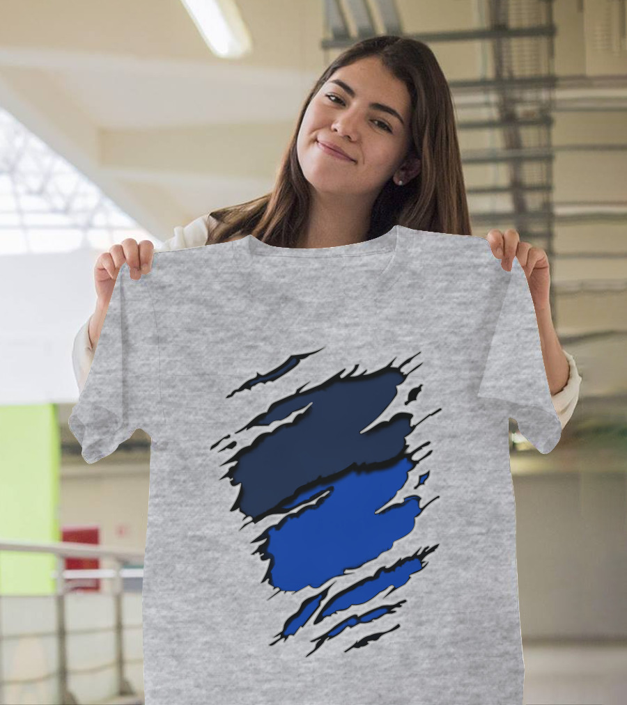 Broncos Yan Blue and Navy Claw Mark T-Shirt