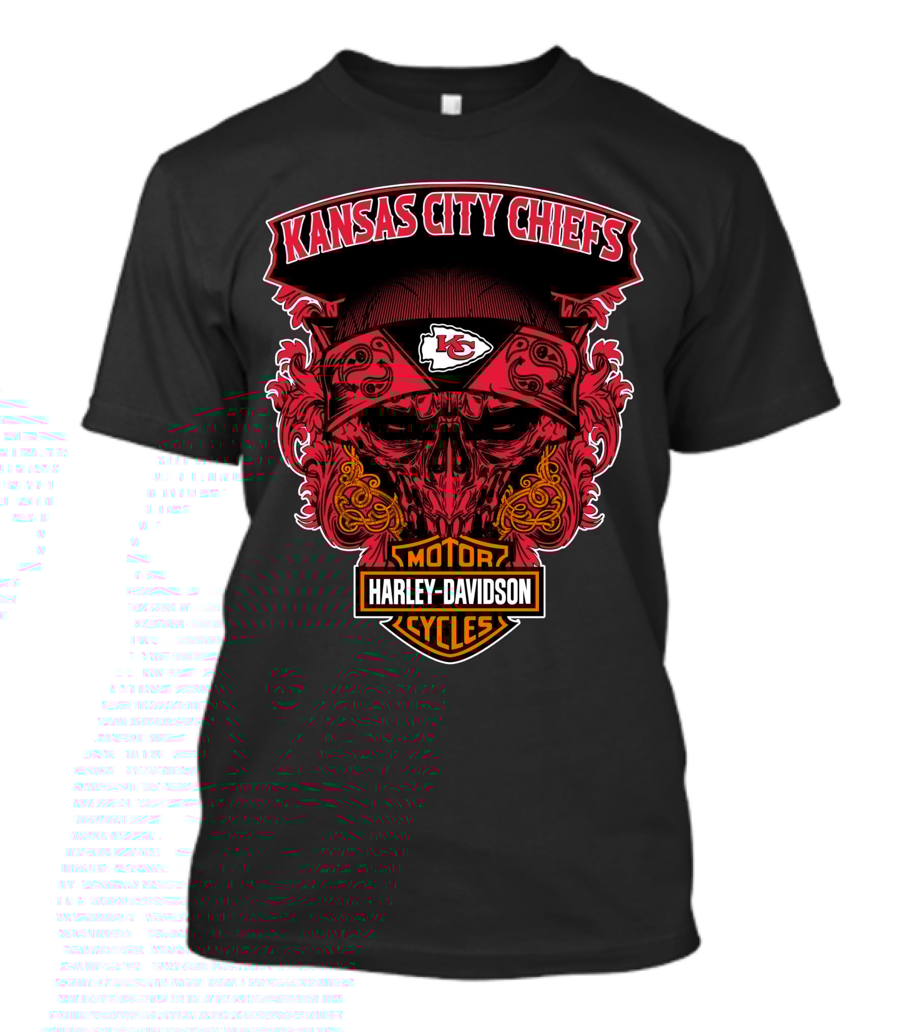 Kansas City Chiefs Harley Davidson Motorcycles Skull T-Shirt