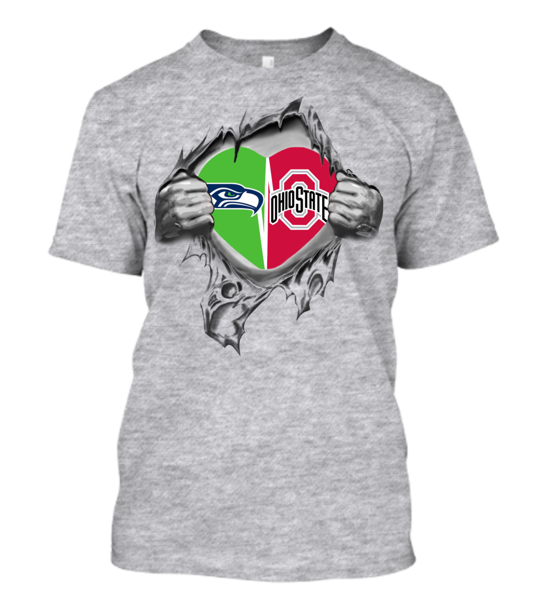 Seahawks Ohio State Heart Inside Tearing Claw T-Shirt