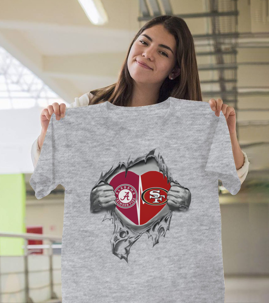 Alabama Crimson Tide And San Francisco 49ers Heart T-Shirt