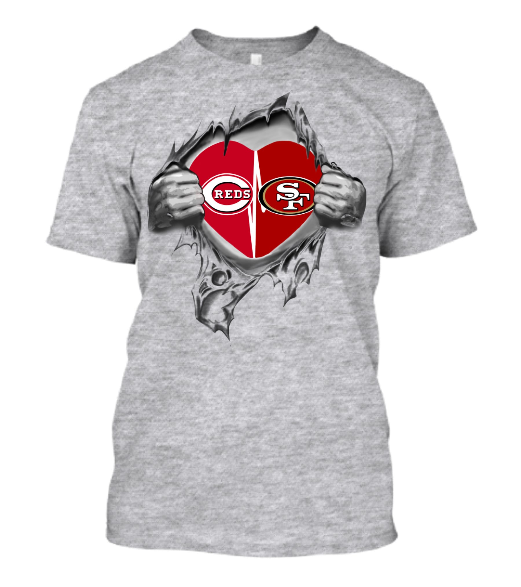 Cincinnati Reds San Francisco 49ers Heart Logo Combination T-Shirt