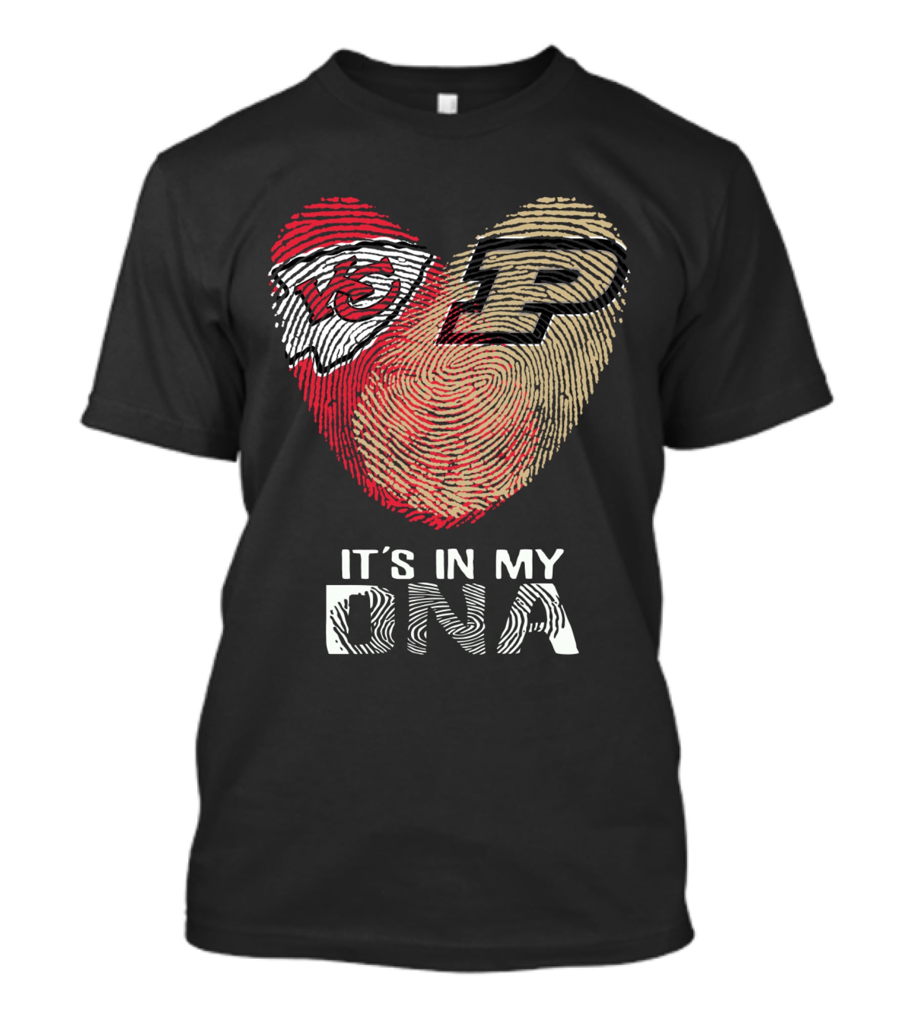 Chiefs Purdue It's In My DNA Heart Fingerprint T-Shirt