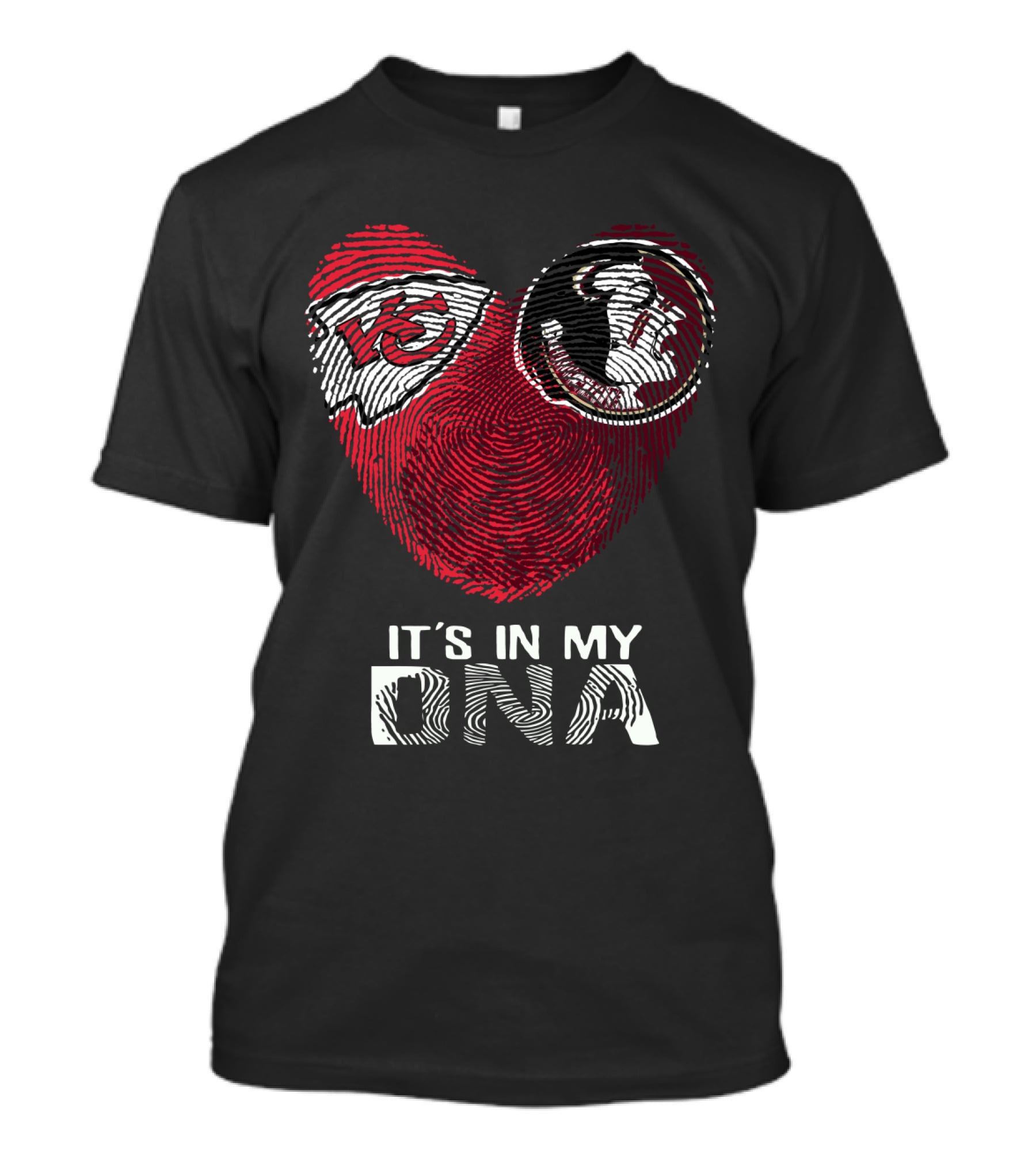 Chiefs Seminoles It's In My Dna Fingerprint Heart T-Shirt