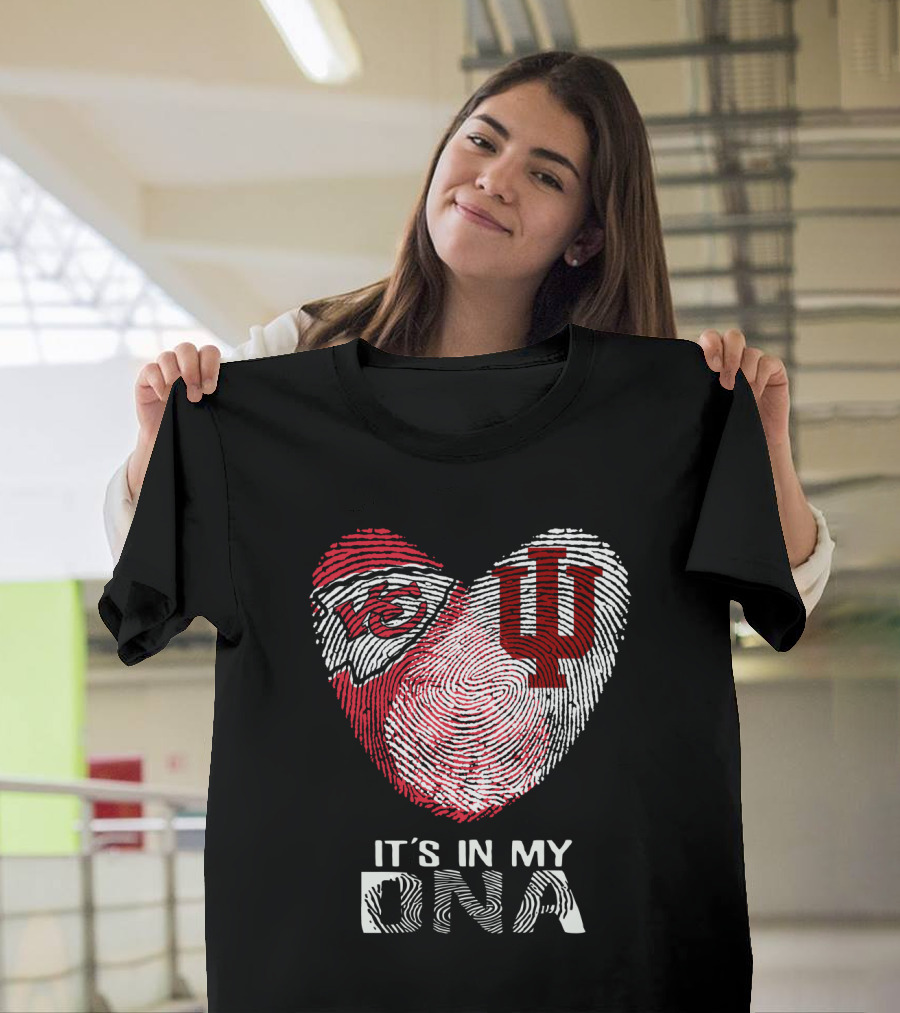 Chiefs Hoosiers It's In My DNA Heart Fingerprint T-Shirt