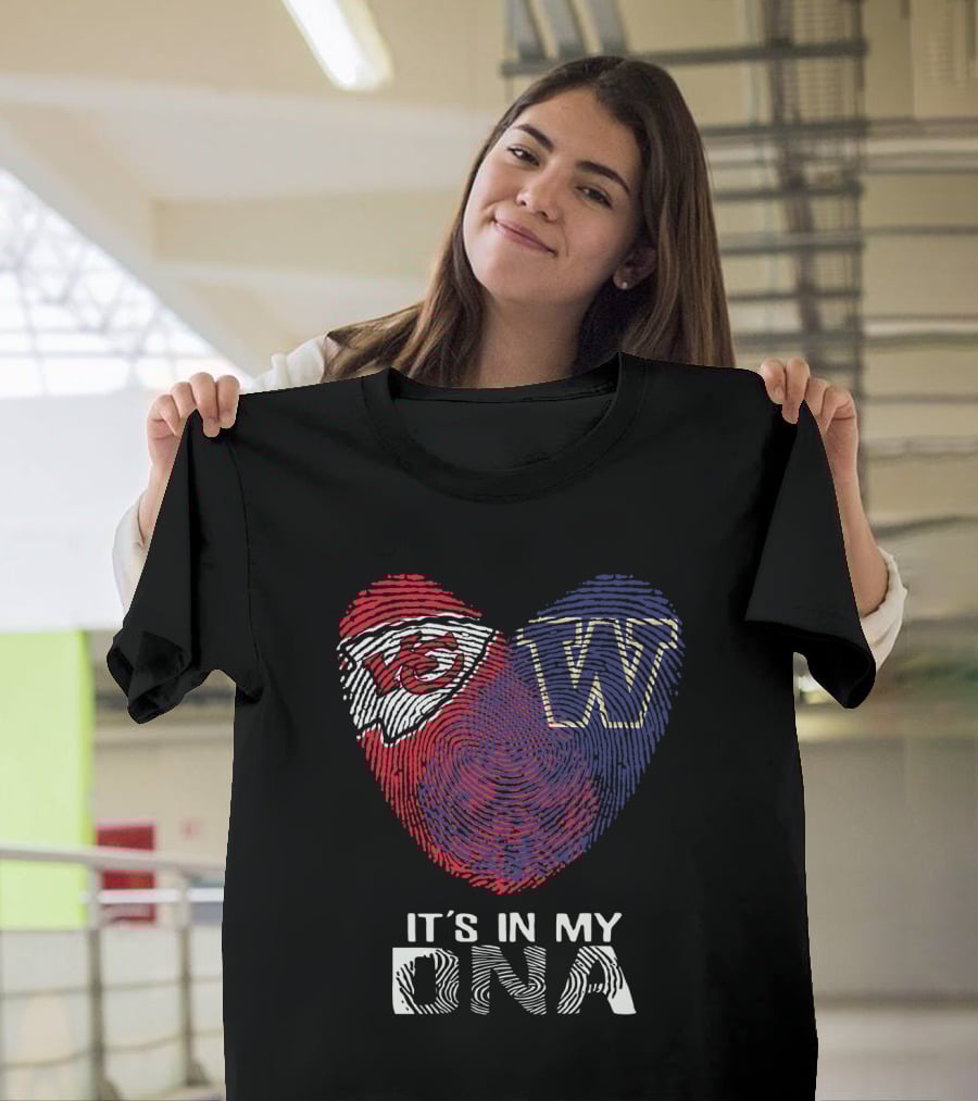 Chiefs Huskies It's In My Dna Kc W Fingerprint Heart T-Shirt