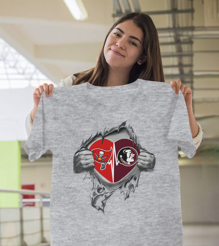 Buccaneers Seminoles Heartbeat Loyalty Unveiled T-Shirt